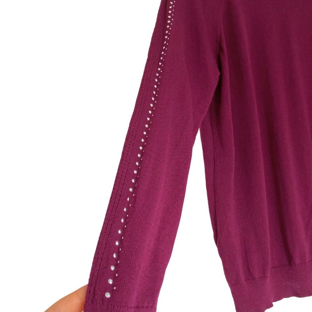 Ladies Women Knitted Long Sleeve Crew Neck Jumper Sweater Rhinestone Pullover - Picture 5 of 13